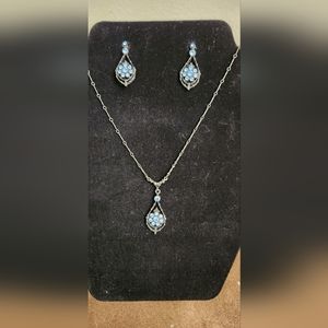 1928 Light Blue Necklace and Earring Set